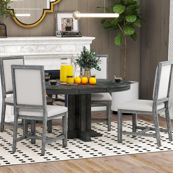 Builddecor 41.88'' L x 41.88'' W Dining Set, Extendable Dining Table ...